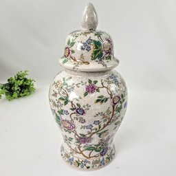 Potiche Porcelana Floral Colorido Craquelê 37cm Decoração - 4