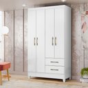 Ver imagem 1 de Guarda Roupa Solteiro 4 portas 2 gavetas Branco Chile - Moval