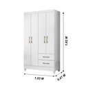 Ver imagem 2 de Guarda Roupa Solteiro 4 portas 2 gavetas Branco Chile - Moval