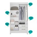 Ver imagem 4 de Guarda Roupa Solteiro 4 portas 2 gavetas Branco Chile - Moval