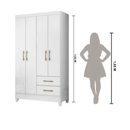 Guarda Roupa Solteiro 4 portas 2 gavetas Branco Chile - Moval - 3