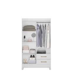Guarda Roupa Solteiro 4 portas 2 gavetas Branco Chile - Moval - 6