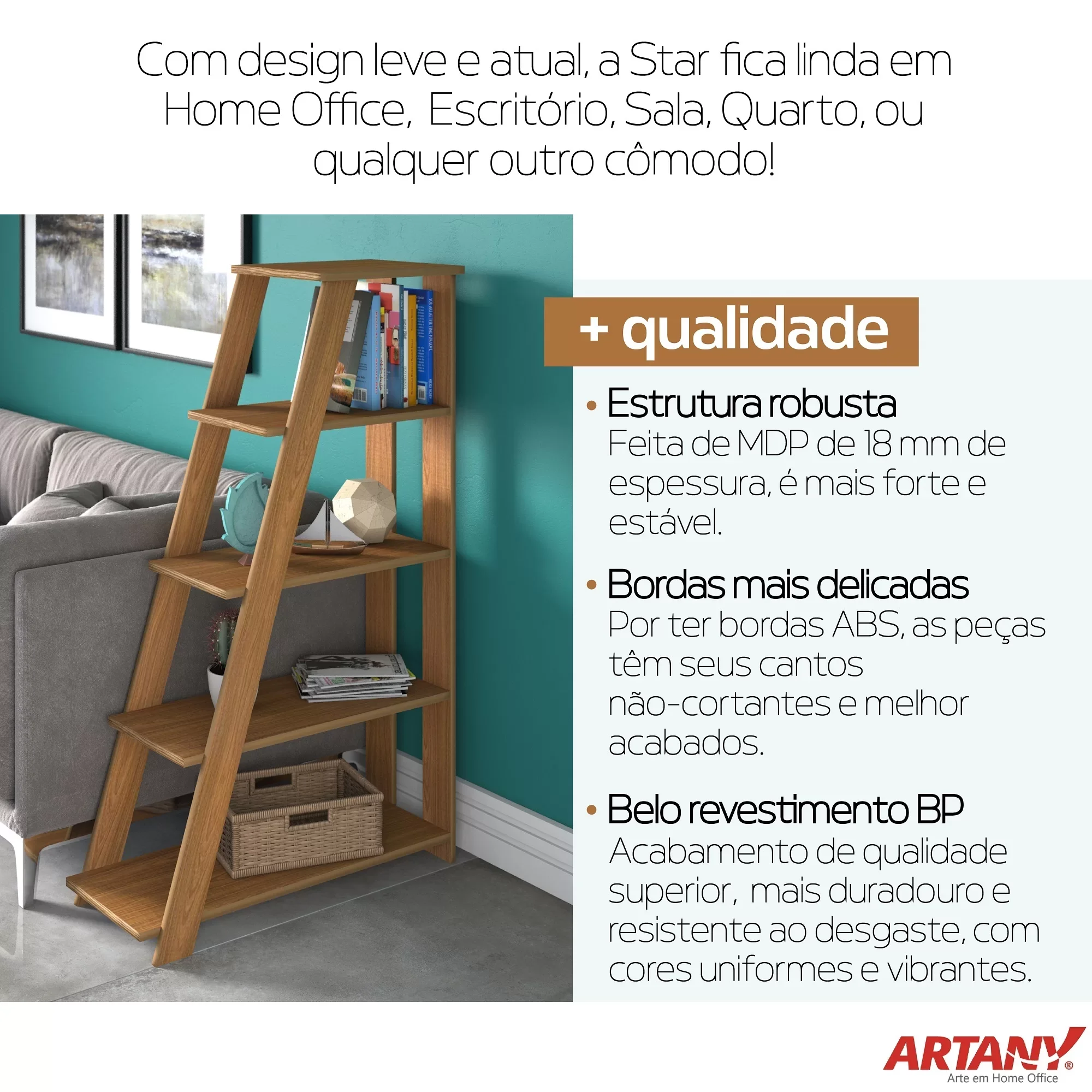 Estante Escada para Livros 5 Prateleiras Star Artany - 9