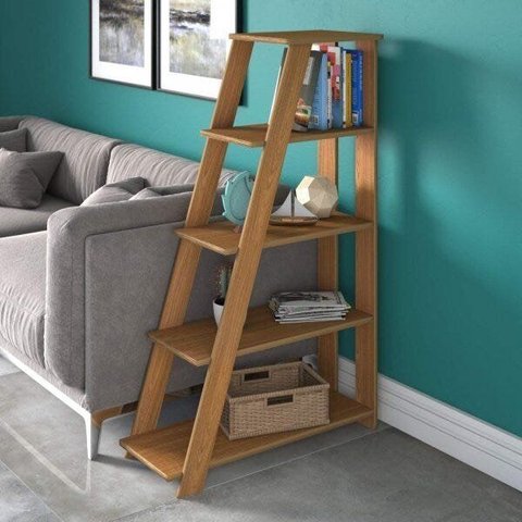 Estante de Livros 82CMX134CM Escada Multiuso 5 Prateleiras Marrom Artany