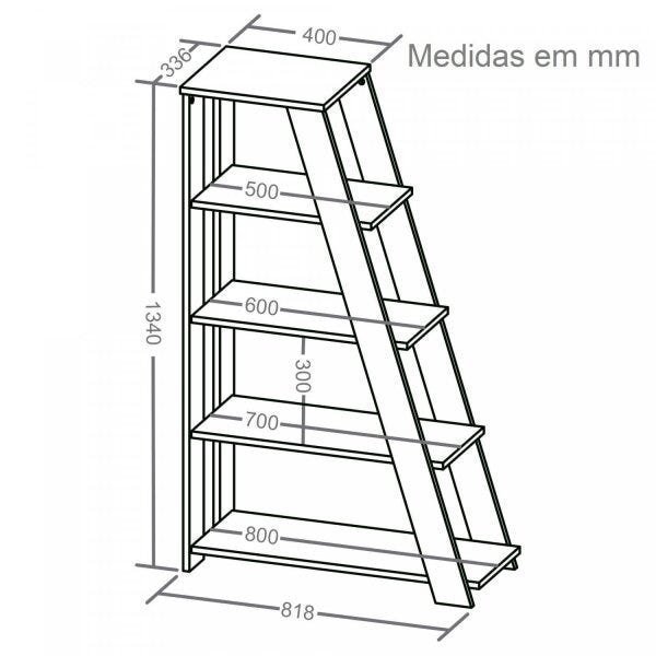 Estante Escada para Livros 5 Prateleiras Star Artany - 4