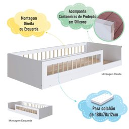Cama de Chão Solteiro S/colchão C/protetor de Quinas em Silicone Affetto Aft015 Completa Móveis - 8