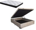 Ver imagem 1 de Cama Box Baú Casal Conforto Suede Bege + Colchão Casal Conforto Espuma D23 Com EPS 24x138x188
