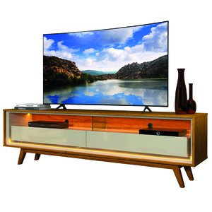 Rack Bancada para Tv até 70 Polegadas com Led Requinte Madeirado/off White Gelius