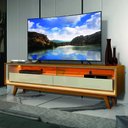 Ver imagem 2 de Rack Bancada para Tv até 70 Polegadas com Led Requinte Madeirado/off White Gelius