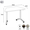 Ver imagem 3 de Escrivaninha Trapezoidal Orgânica 120 cm X 52 cm Pés Metal com Rodízio para Escritório e Home