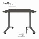 Ver imagem 4 de Escrivaninha Trapezoidal Orgânica 120 cm X 52 cm Pés Metal com Rodízio para Escritório e Home