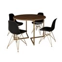 Ver imagem 2 de Mesa Jantar Industrial Redonda 110cm Amêndoa Base V com 4 Cadeiras Eames Eiffel Pretas Base Dourada
