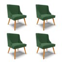 Ver imagem 1 de Kit 4 Cadeiras Estofadas para Sala de Jantar Pés Palito Lia Veludo Verde Esmeralda - Ibiza