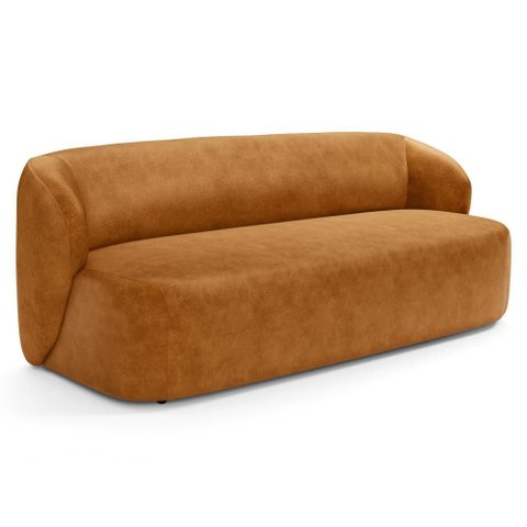 Sofá 2 Lugares Orgânico para Sala de Estar Living 170cm Heidy F04 Couríssimo Whisky - Lyam Decor