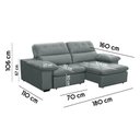 Ver imagem 6 de Sofa Retratil Reclinavel 2 Lugares 1,80m Crystal Veludo Cinza Lansofbr