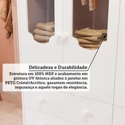 Guarda Roupa de Bebê 4 Portas com Janela e 4 Gavetas Maya Provençal Espresso Móveis - 8