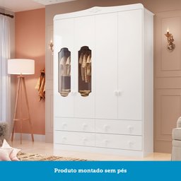 Guarda Roupa de Bebê 4 Portas com Janela e 4 Gavetas Maya Provençal Espresso Móveis - 6