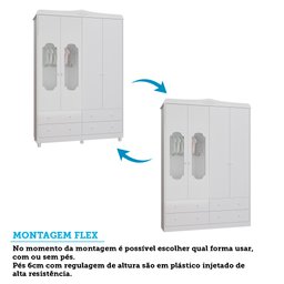 Guarda Roupa de Bebê 4 Portas com Janela e 4 Gavetas Maya Provençal Espresso Móveis - 7