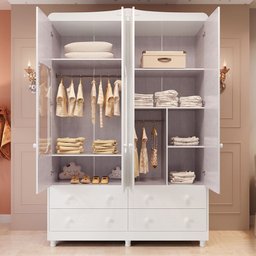 Guarda Roupa de Bebê 4 Portas com Janela e 4 Gavetas Maya Provençal Espresso Móveis - 4