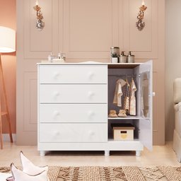 Cômoda de Bebê 1 Porta com Janela e 4 Gavetas Maya Provençal Espresso Móveis - 4