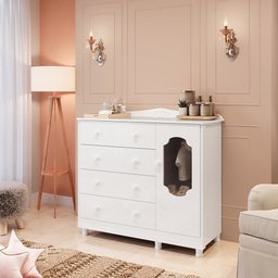 Cômoda de Bebê 1 Porta com Janela e 4 Gavetas Maya Provençal Espresso Móveis - 1