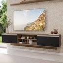Ver imagem 1 de Rack Suspenso para TV até 80 Polegadas 218 cm 2 Portas Rustic/Preto Glamy Madesa