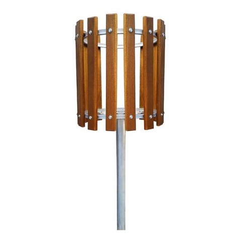 LIXEIRA CIRCULAR AÇO E MADEIRA MACIÇA ÁREA EXTERNA 50 LITROS