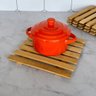 2 Descansos de Panela 17cm Quadrado Bambu Porta Panela Quente Lyor de Mesa - 4
