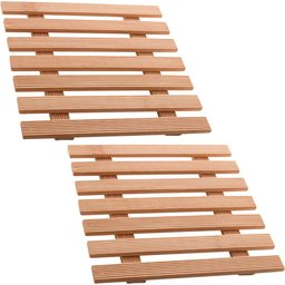 2 Descansos de Panela 17cm Quadrado Bambu Porta Panela Quente Lyor de Mesa - 1