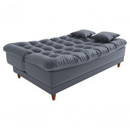 Sofá Cama Duda Veludo Cinza Matrix Sala Premium Original 3 Lugares - 2