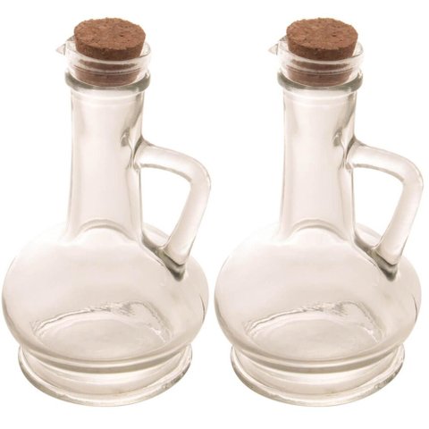 Kit 2 Potes de Vidro Tampa Rolha 230ml para Azeite e Vinagre Lyor Porta Condimentos