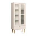 Ver imagem 1 de Cristaleira 2 Portas 80cm Orgânico Pé Madeira Aura Artesano | Offwhite - Artesano Home