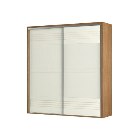 Guarda Roupa Roupeiro 2 Portas de Correr 7 Prateleiras Ripado Tw602 Freijó Off White Dalla Costa