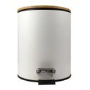 Ver imagem 1 de Lixeira Inox Branca 3 L com Pedal e Tampa Bambu