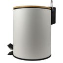 Ver imagem 3 de Lixeira Inox Branca 3 L com Pedal e Tampa Bambu