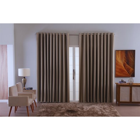 Cortina para Sala Quarto Blackout Tecido 2,70x1,80 Ellegance:bege