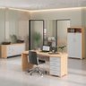 Escritório Completo Tamburato 4 Portas 7 Gavetas Carvalho/Branco - Artany Móveis - 1