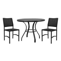 Kit Mesa Dubai em Aluminio Ripado 1,00m com 2 Cadeiras Dubai em Aluminio e Corda Nautica Preta - 1