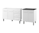 Ver imagem 1 de Kit Balcão Bianca para Pia 118cm + Balcão para Cooktop Jade 5 Bocas Branco