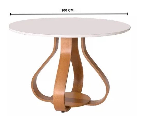 Mesa de Jantar Alice Diamento 100mt Tampo Vidro Branco Base Imbua Mel - 3