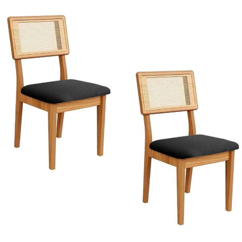 Cadeiras de Jantar Assento Estofado MDF Courino Preto 2 Unidades Casa Lar Shop