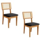Ver imagem 1 de Cadeiras de Jantar Assento Estofado MDF Courino Preto 2 Unidades Casa Lar Shop