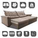 Ver imagem 3 de Sofá Retrátil e Reclinável 2,15m Molas Ensacadas Cama inBox Big Space com Bordado 3D Velusoft