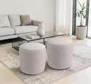 Ver imagem 1 de Kit 02 Puff Perse Decorativo Tecido Linho Banqueta Redondo