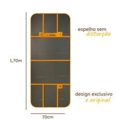 Espelho Grande Corpo Inteiro de Parede Moldura Aço 170x70cm Industrial - Dourado - 3