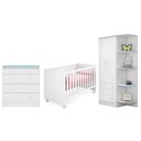 Ver imagem 1 de Quarto Infantil Guarda Roupa, Cômoda Trocador e Berço Mini Cama Americano Branco – Qmovi