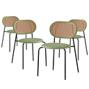 Ver imagem 1 de Kit 4 Cadeiras Jantar Velvet Encosto Rattan Estofado Verde