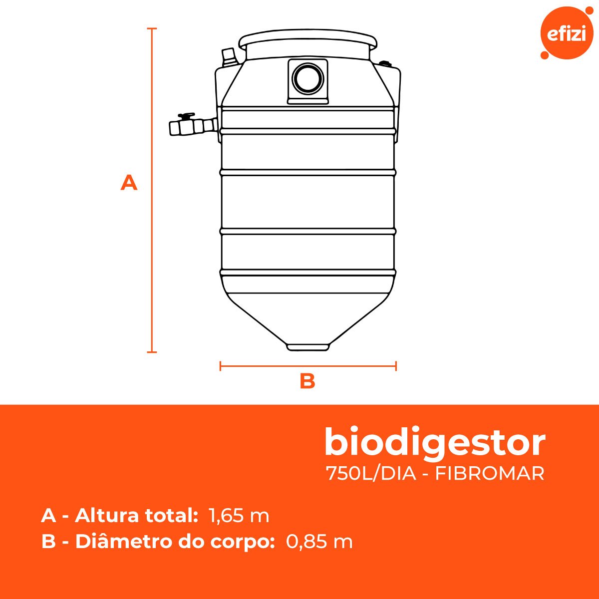 Fossa Séptica Biodigestor 750 Litros/dia - Fibromar - 3