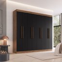 Ver imagem 1 de Guarda-roupa Casal Califórnia 8 Portas 4 Gavetas 100% Mdf Castanho/preto - Doripel