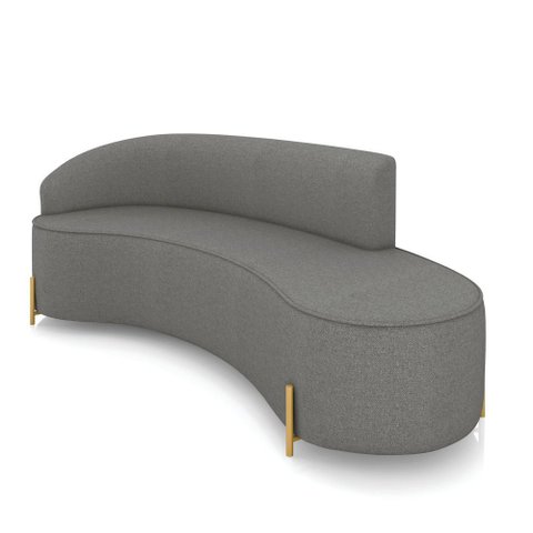 Sofá 4 Lugares Orgânico 220cm Pé Dourado Morgan Linho Grafite D03 - D’Rossi